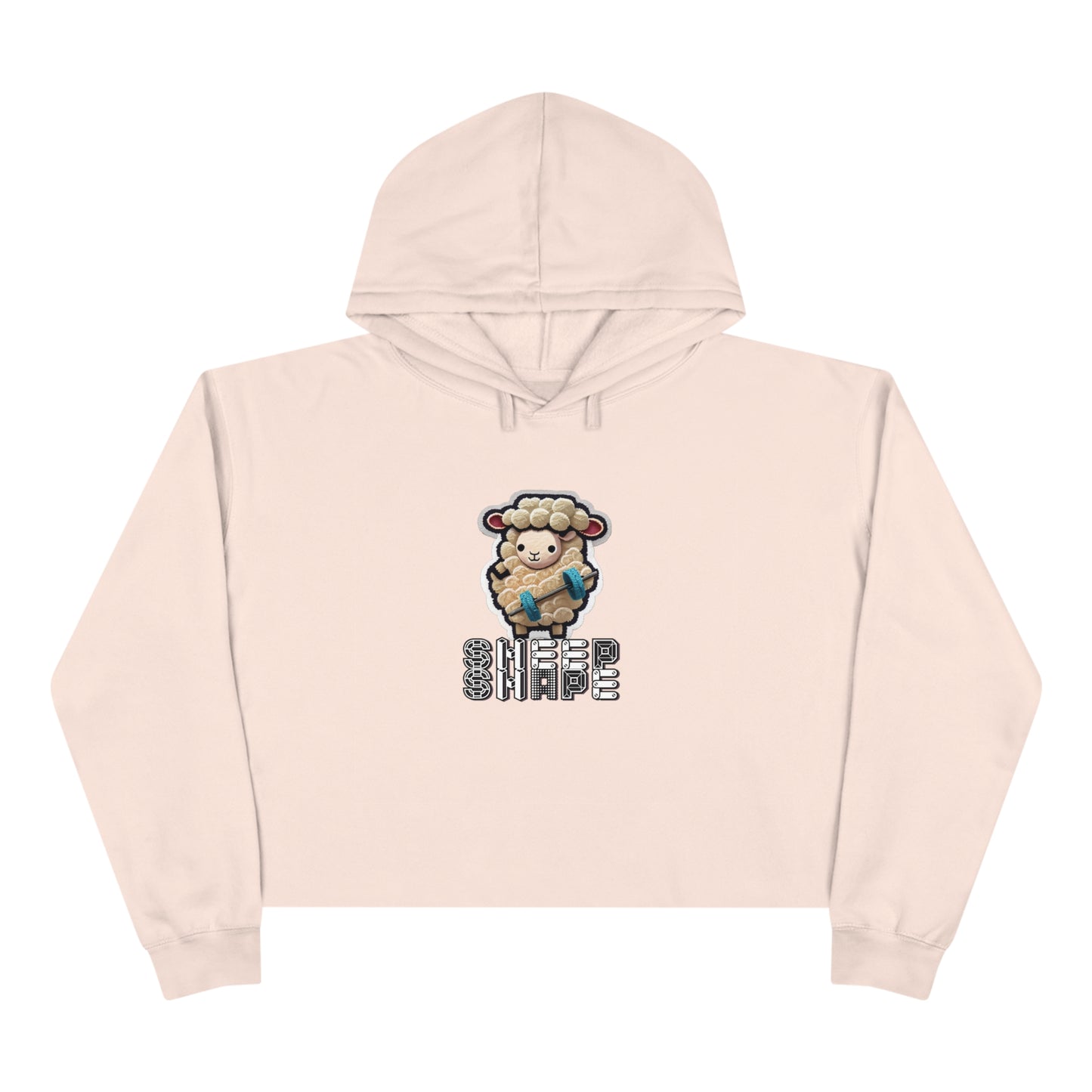 Sheep Shape Raw Bottom Hem Crop Hoodie