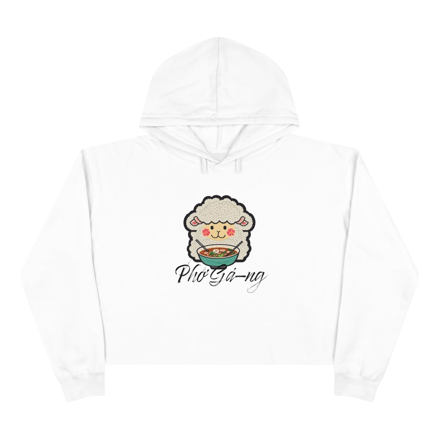 "Pho Ga-ng" Raw Bottom Crop Hoodie